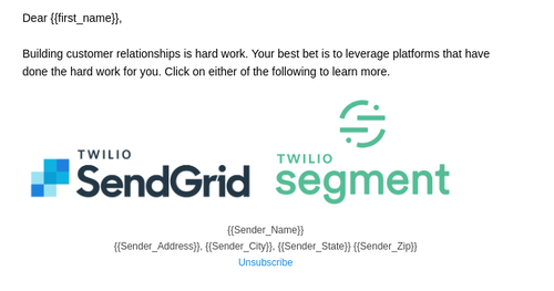 Example SendGrid message body