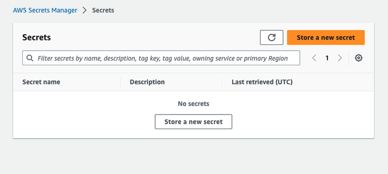 Store a secret in AWS