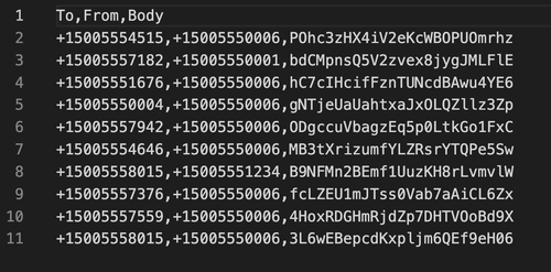 Example test sending file, with test credentials