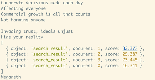 Semantic search on Xentrix lyrics