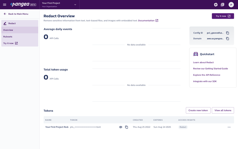Redact service dashboard
