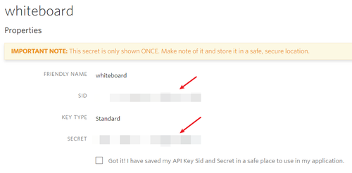 API key sid and secret