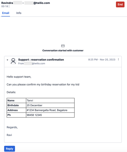 Handle an email task twilio