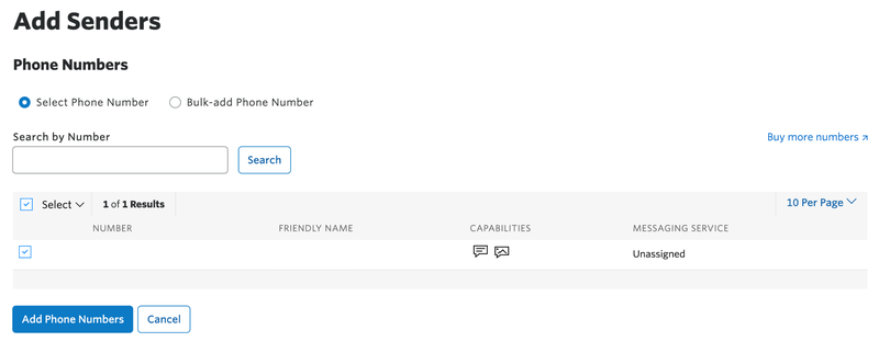 Select Phone Number Section