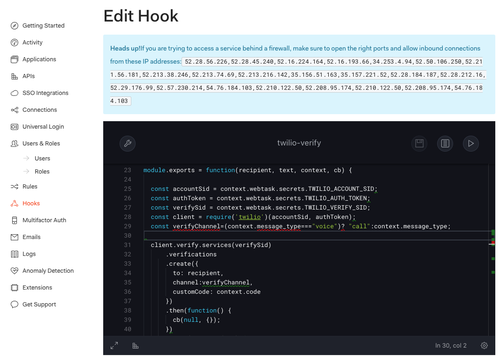Auth0 editing the hook