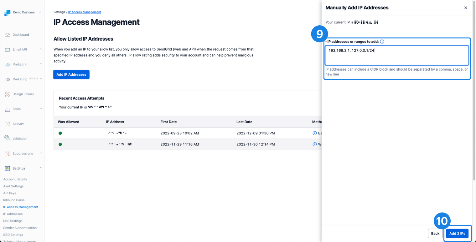 Adding IP addresses manually