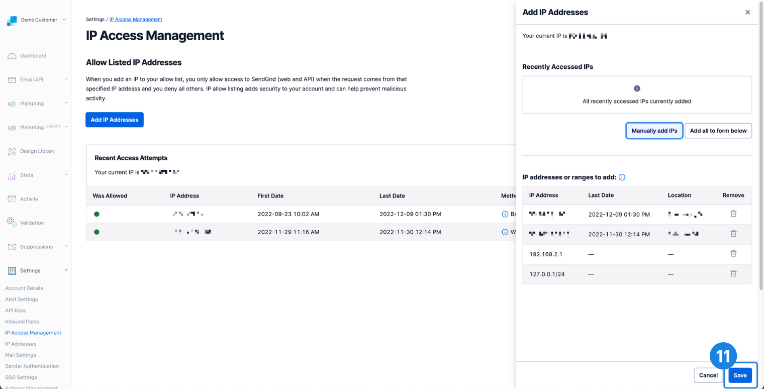 Saving staged IP addresses