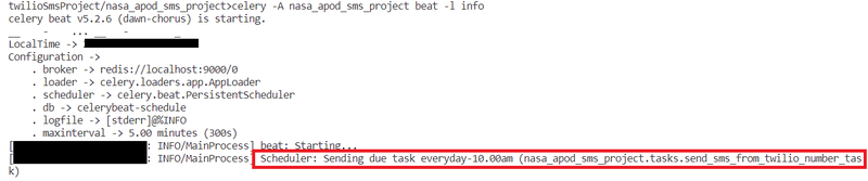 Log statements describing the scheduled task