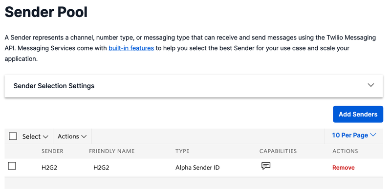 Sender Pool with Alpha