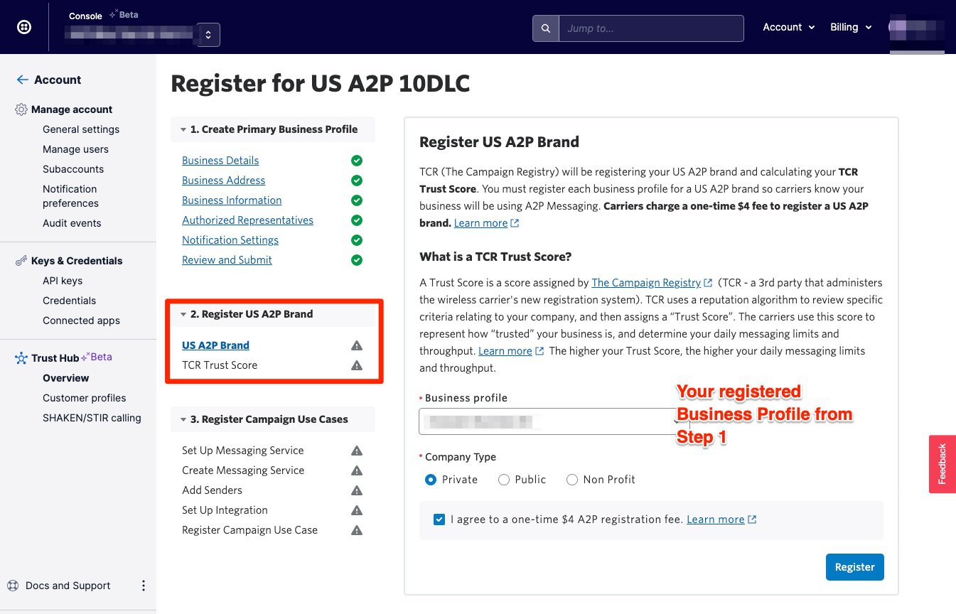 Direct Standard Registration Overview Twilio