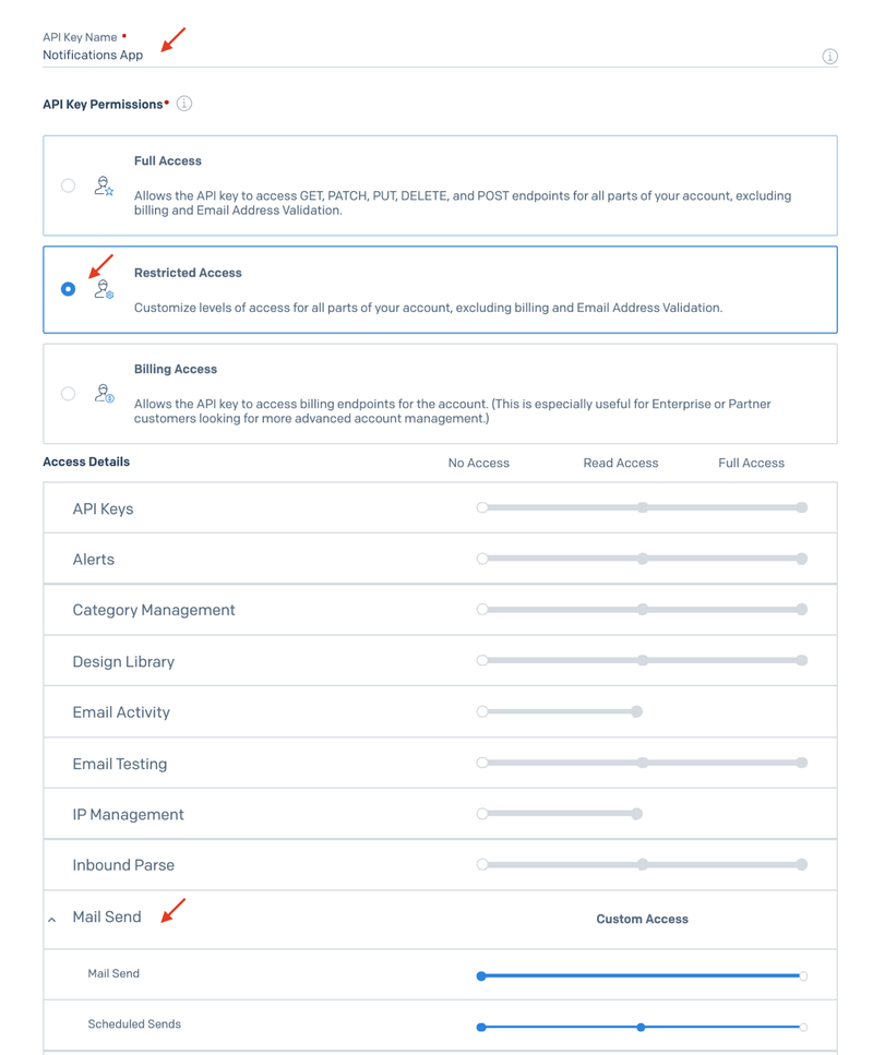 SendGrid API Key setup
